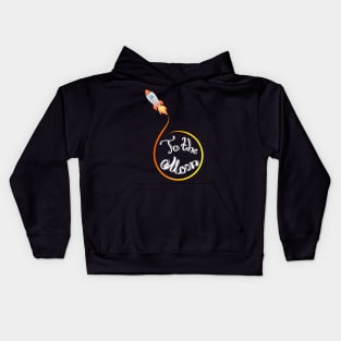 Rocket flying to the moon Kids Hoodie